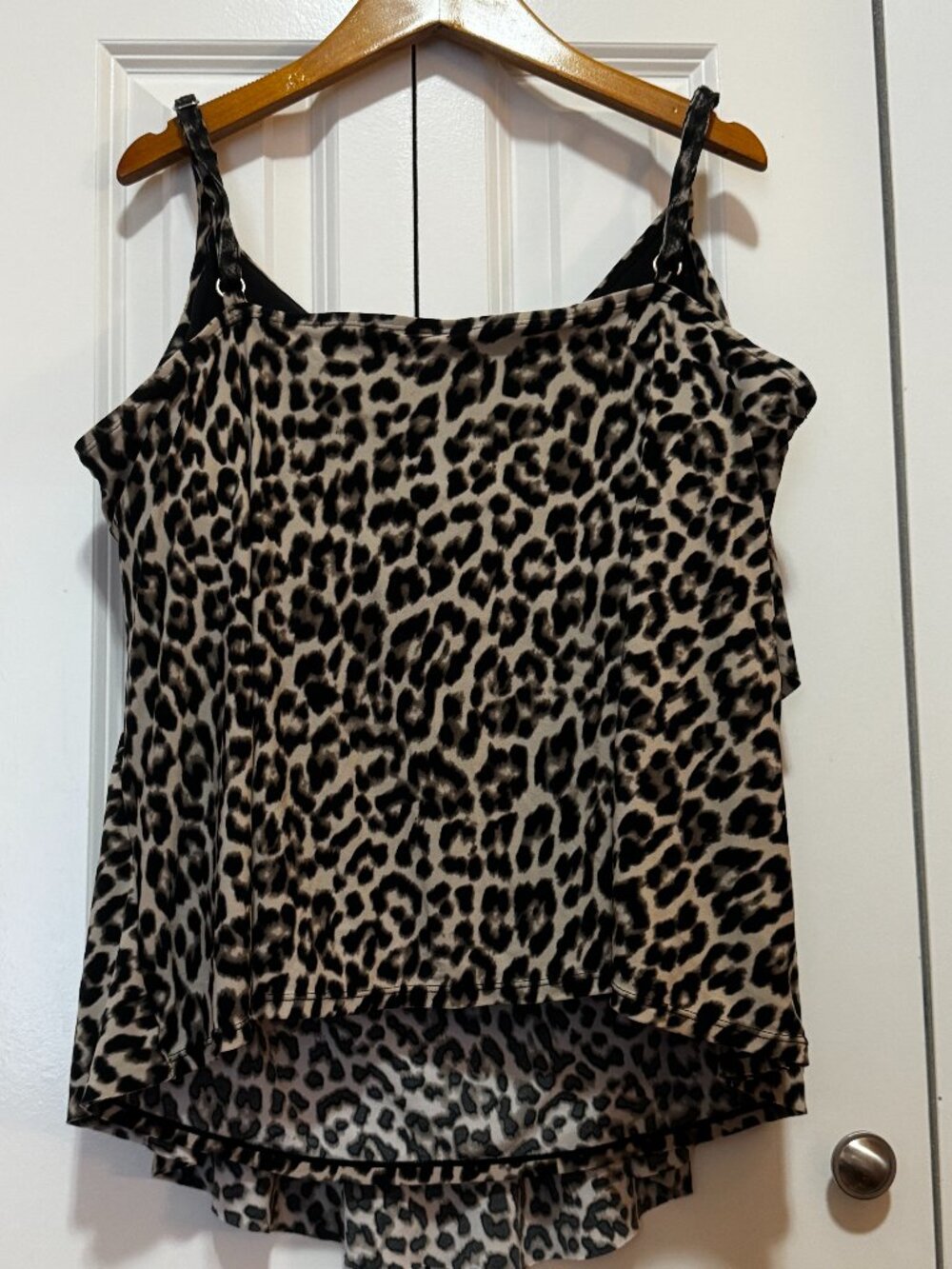 Aqua Green Leopard Print Ruffle Tankini Swim Top 20W Molded Cups - Picture 2 of 14